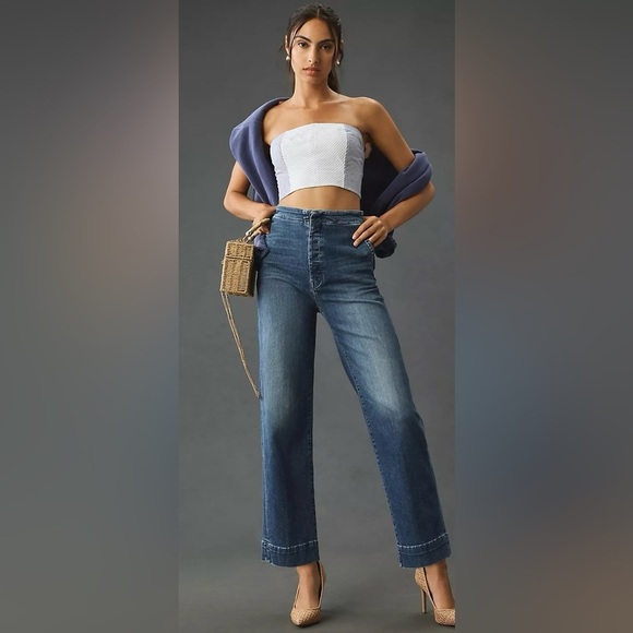MOTHER The Cinch Greaser High-Rise Wide-Leg Ankle Jeans - Worn Once! - Picture 1 of 9